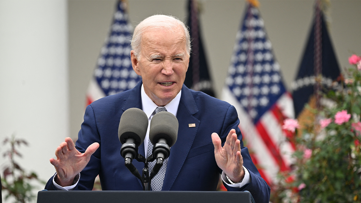 Joe Biden at lectern in Rose Garden