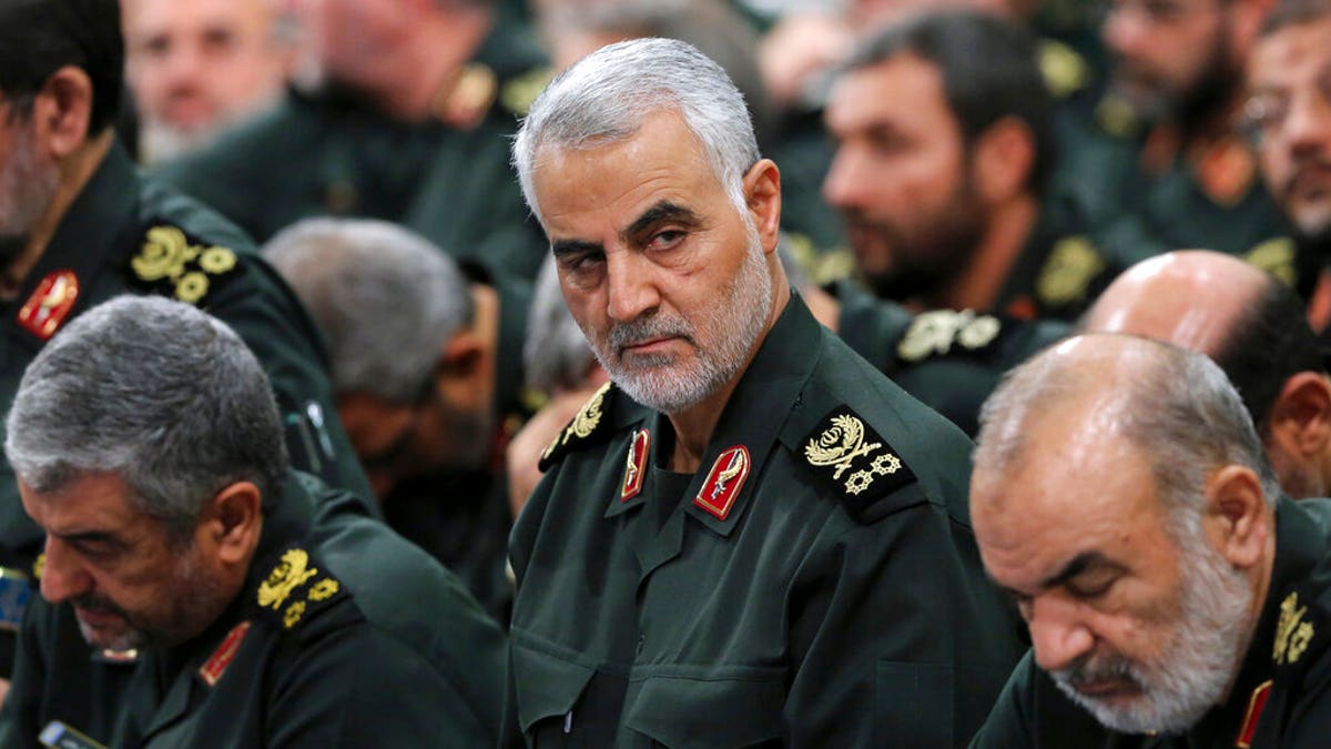 Revolutionary guard leader Qassem Soleimani attends a conference