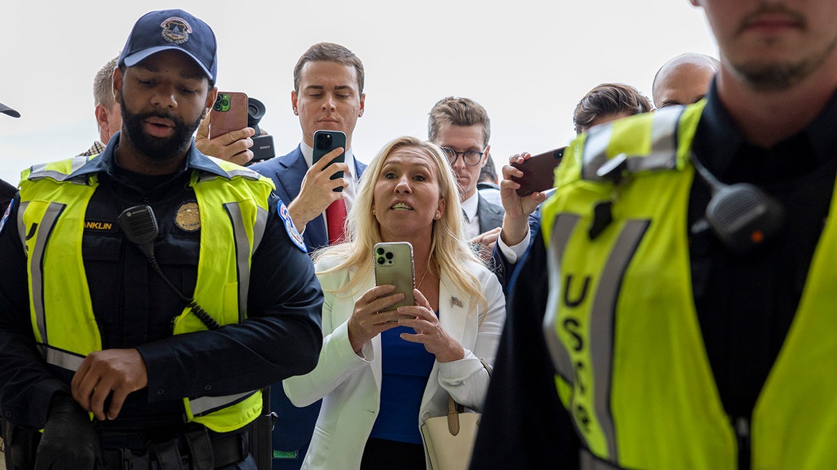 Greene confronts pro-Palestine protesters