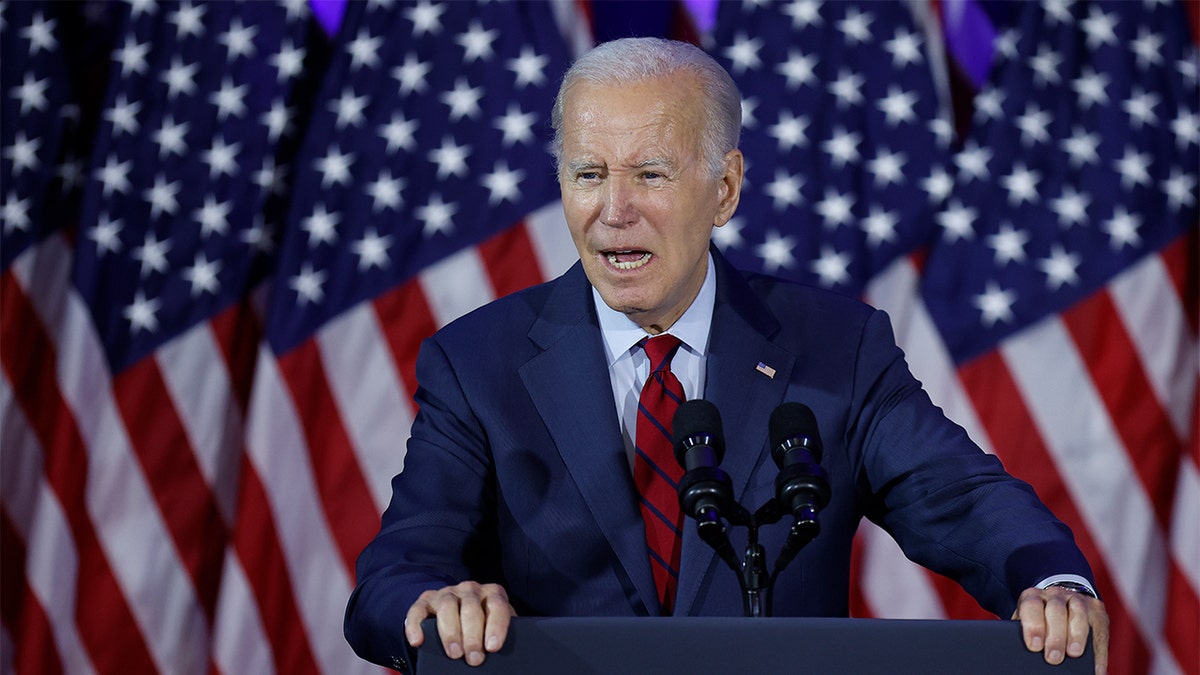 President Biden speaks at a campaign rally in June