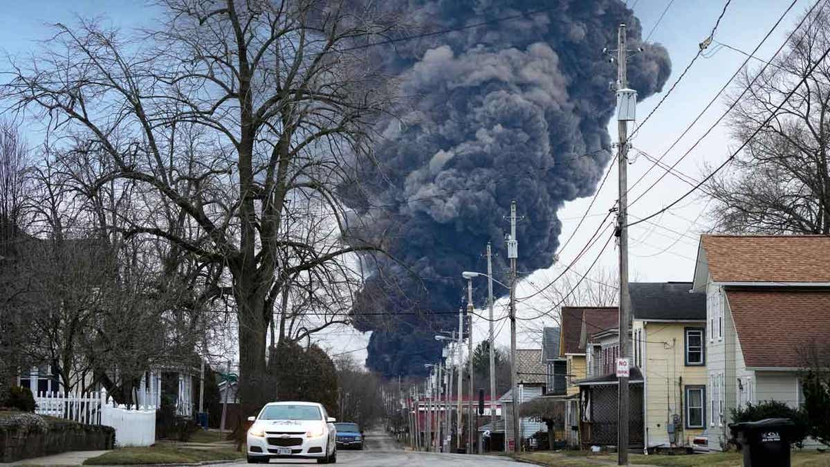 Smoke rising from derailment