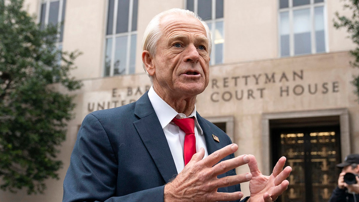 Peter Navarro talks to media before sentencing hearing