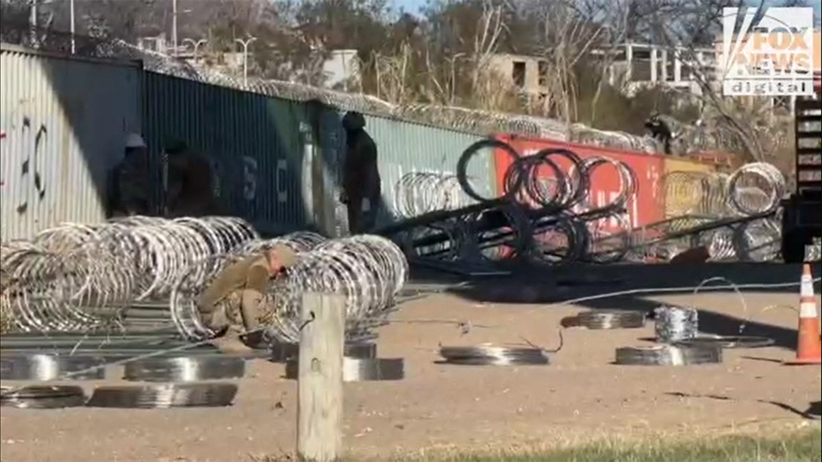 Razor wire in Shelby Park, located in Eagle Pass, Texas