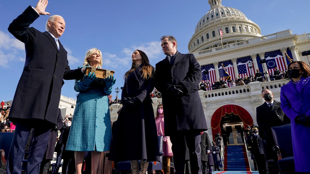Joe Biden is sworn in as the 46th president of the United States by Chief Justice John Roberts, as Jill Biden and their children Ashley and Hunter look on on the West Front of the U.S. Capitol on January 20, 2021 in Washington, DC. During today's inauguration ceremony Joe Biden becomes the 46th president of the United States. (Photo by Andrew Harnik - Pool/Getty Images)
