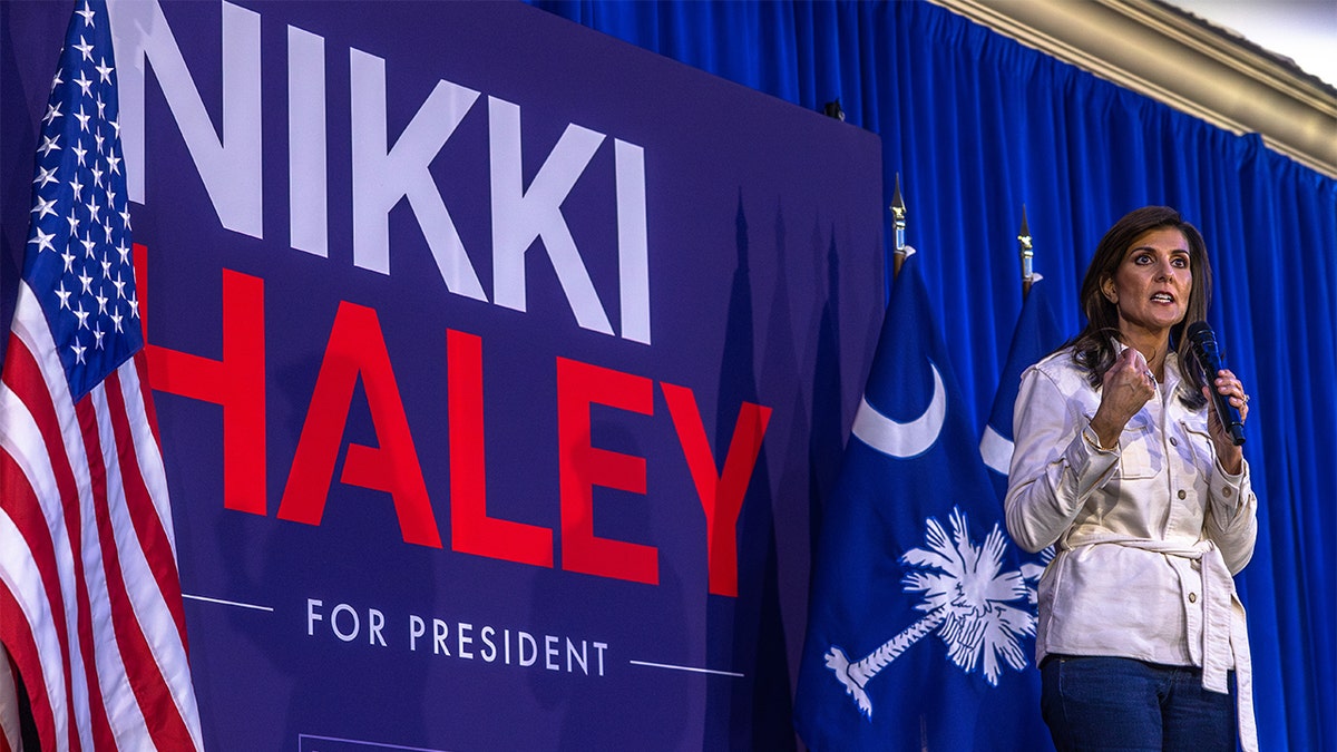 Nikki Haley giving a speech in South Carolina.