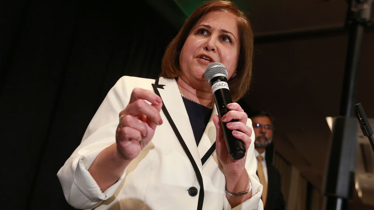 Ghazala Hashmi speaks to supporters