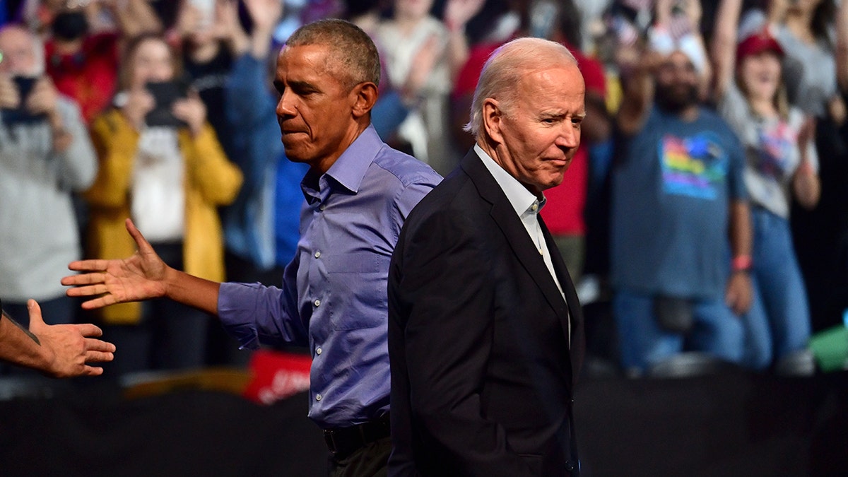 Former President Obama campaigns with President Biden