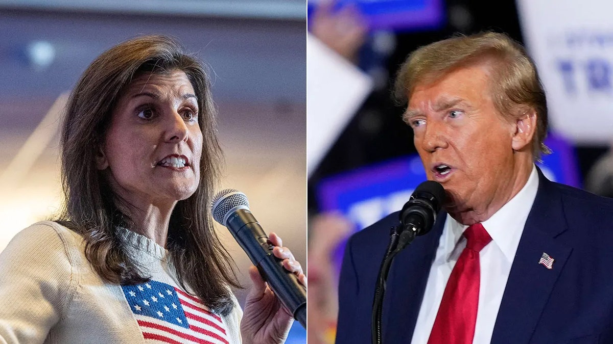 Nikki Haley, left, and Donald Trump, right