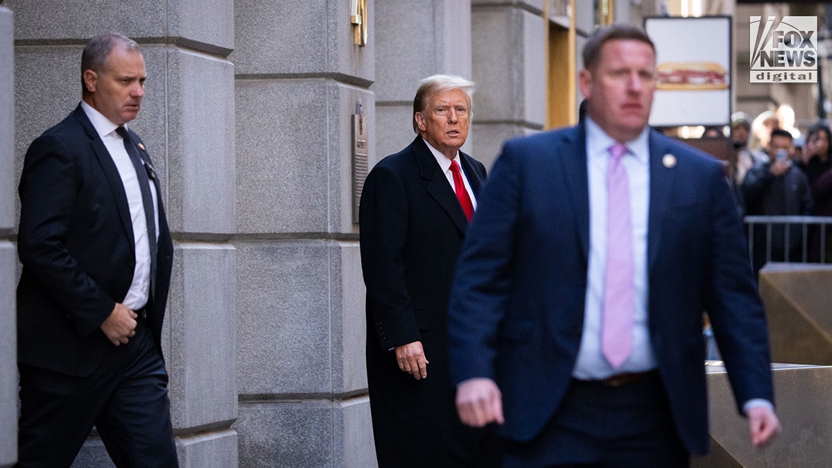 Former president Donald Trump departs The Trump Building, located at 40 Wall Street, in Manhattan