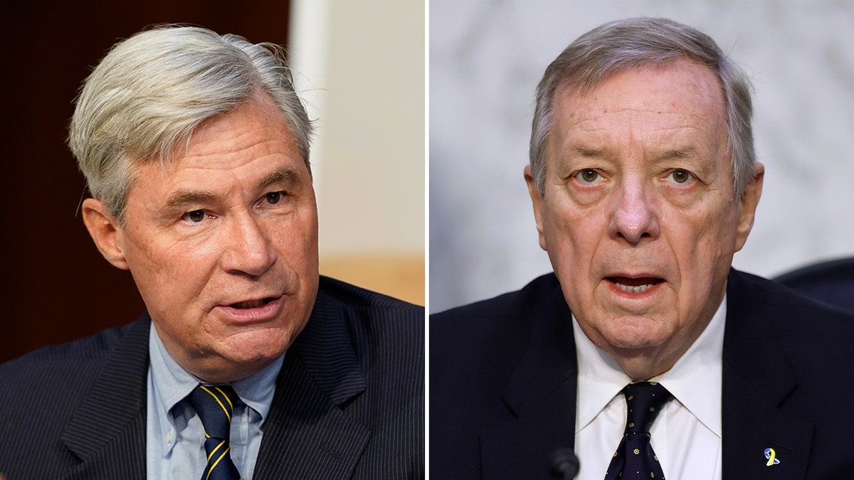 photo split: Sens. Whitehouse, left, and Durbin, right