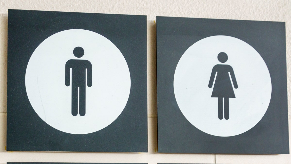 Bathroom signs for male (left) and female (right)