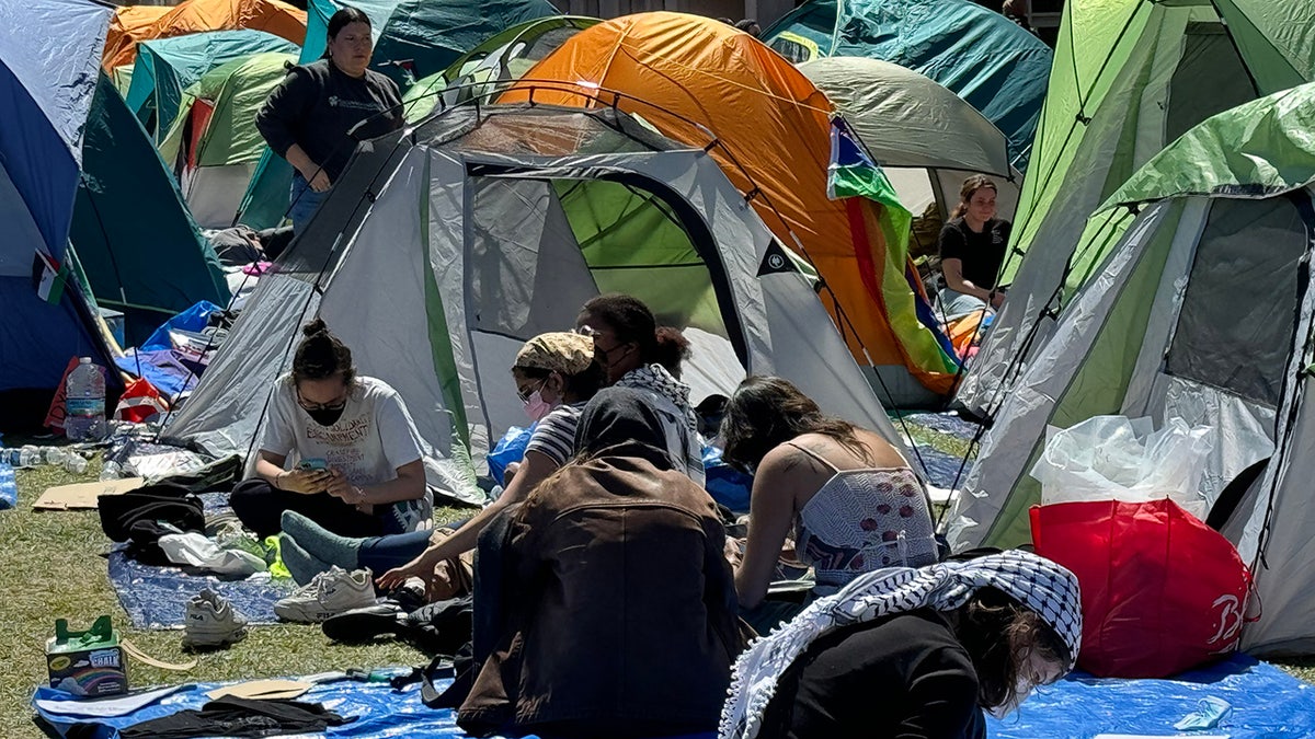 Anti-Israel agitators construct an encampment on Columbia University’s campus