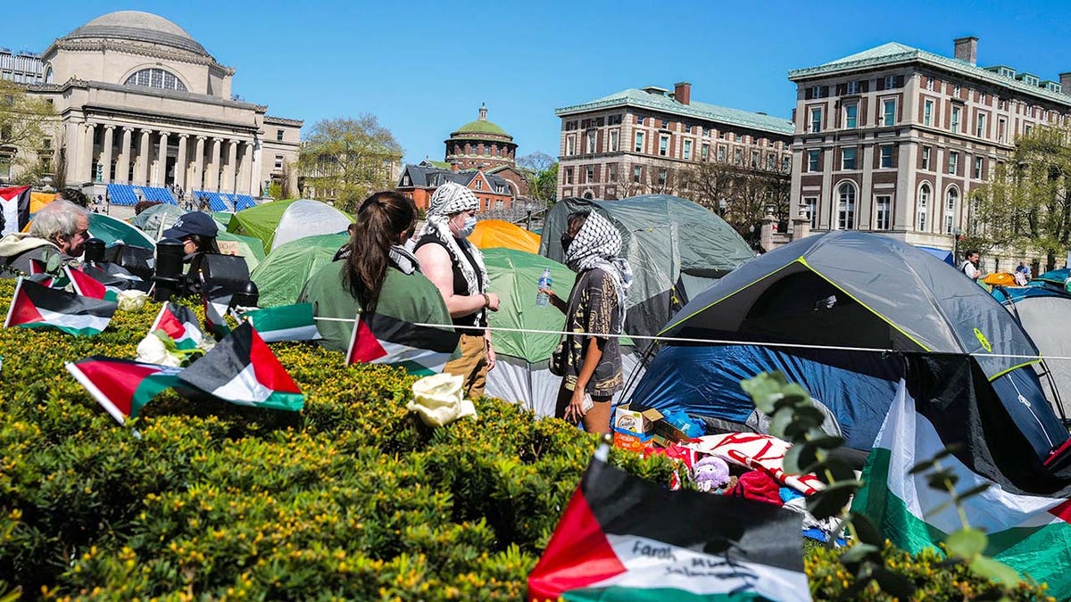Pro-Palestian protesters gather on Columbia University's campus