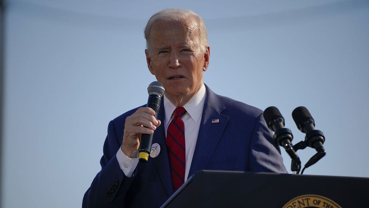 Biden speaks at an event near the Edmund Pettus Bridge in Selma, Alabama
