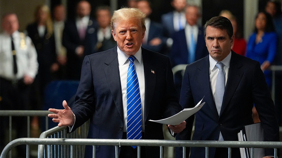 Trump speaking to media outside courthouse on May 13, 2024