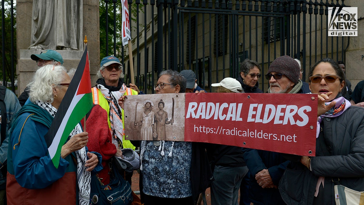 Anti-Israel protesters outside Columbia University