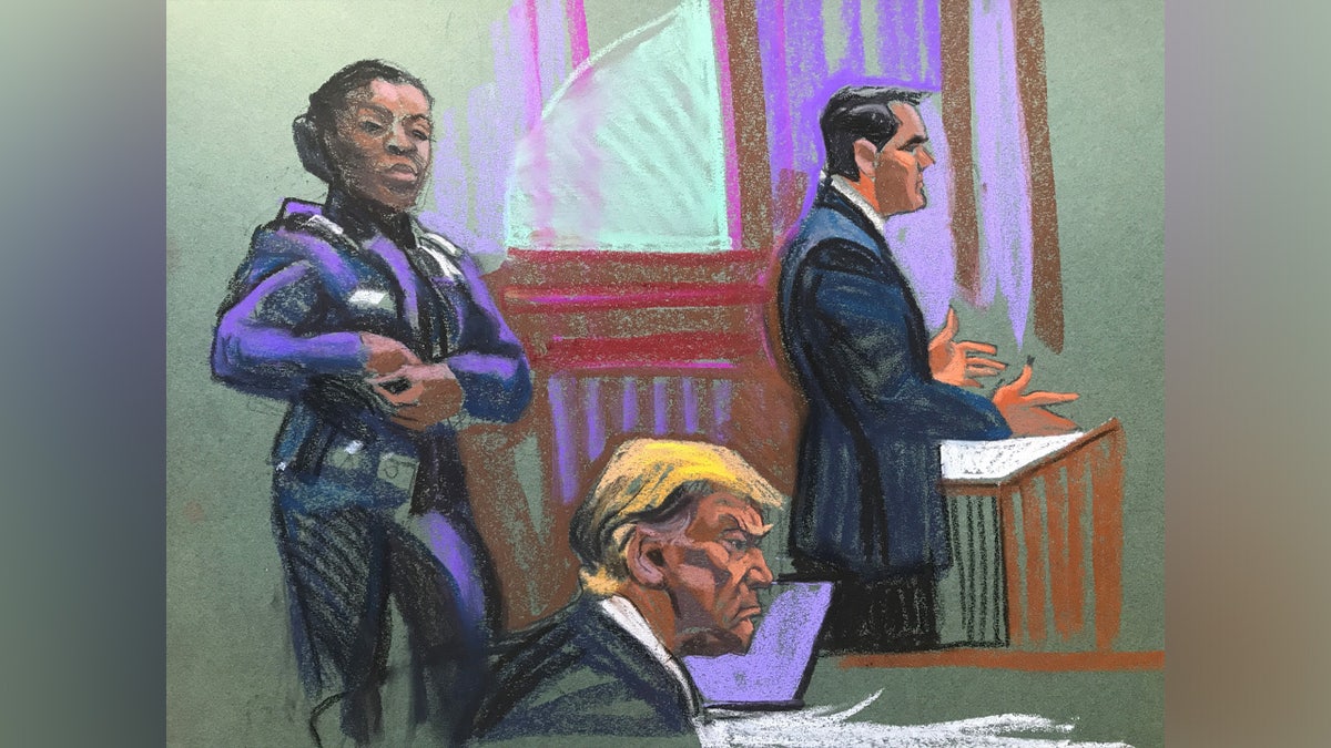 Donald Trump in courtroom sketch