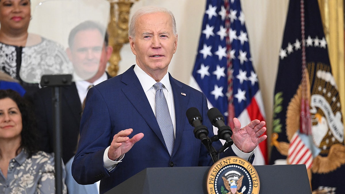 US President Joe Biden speaking at an event