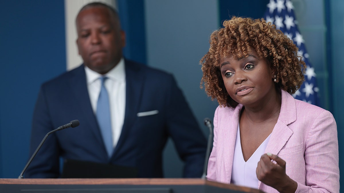 White House press briefing featuring Karine-Jean-Pierre and Stephen Benjamin