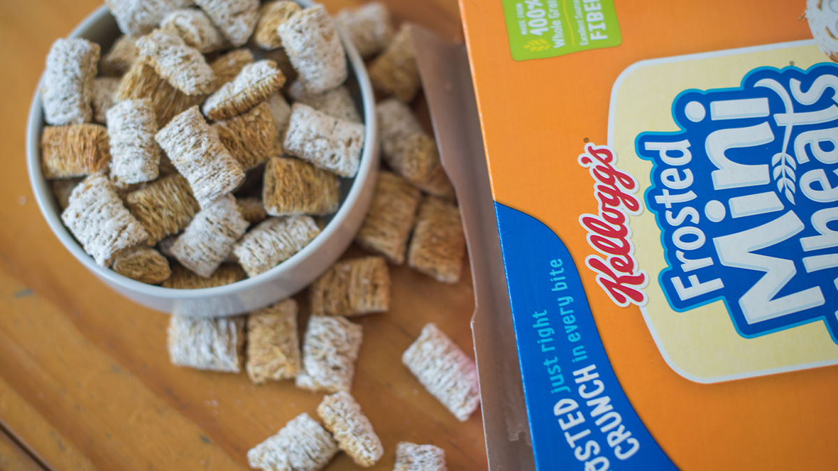 bowl of Kellogg's mini wheats