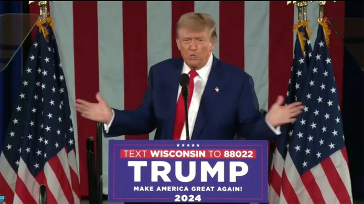 Donald Trump at lectern speaking