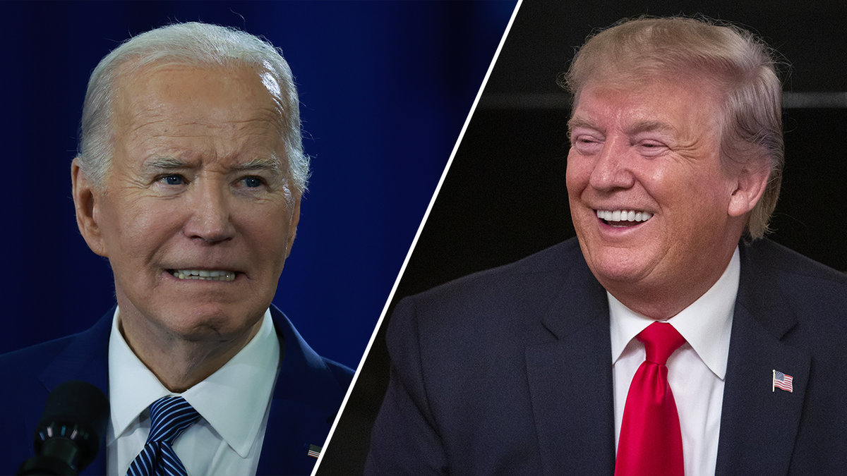 Trump and Biden split image