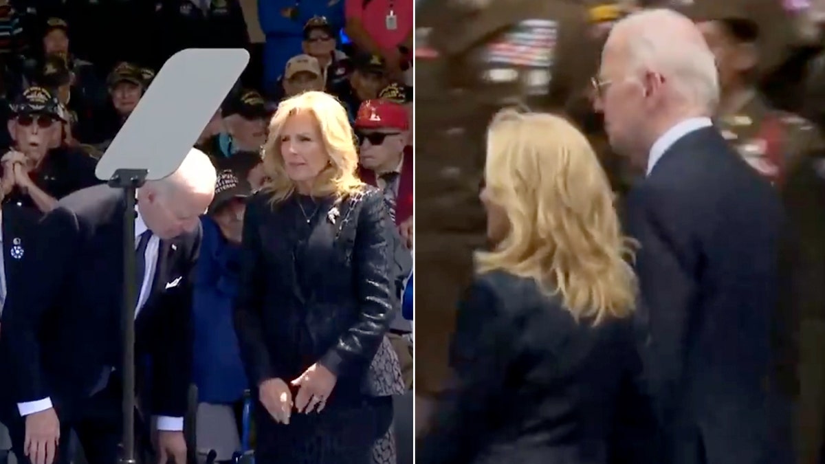 Joe Biden in two photos from D-Day commemoration