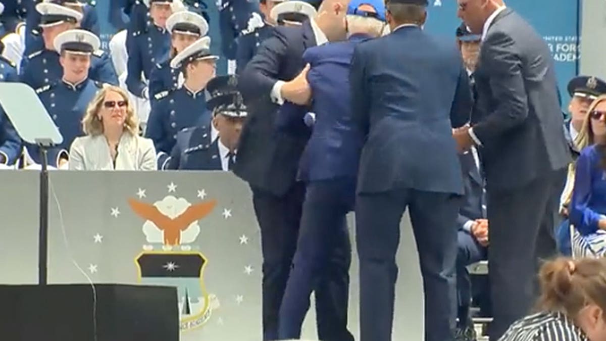 Biden falls on Air Force graduation stage