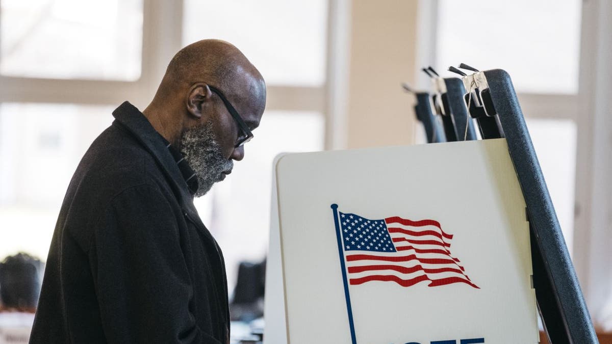 A voter casts a ballot