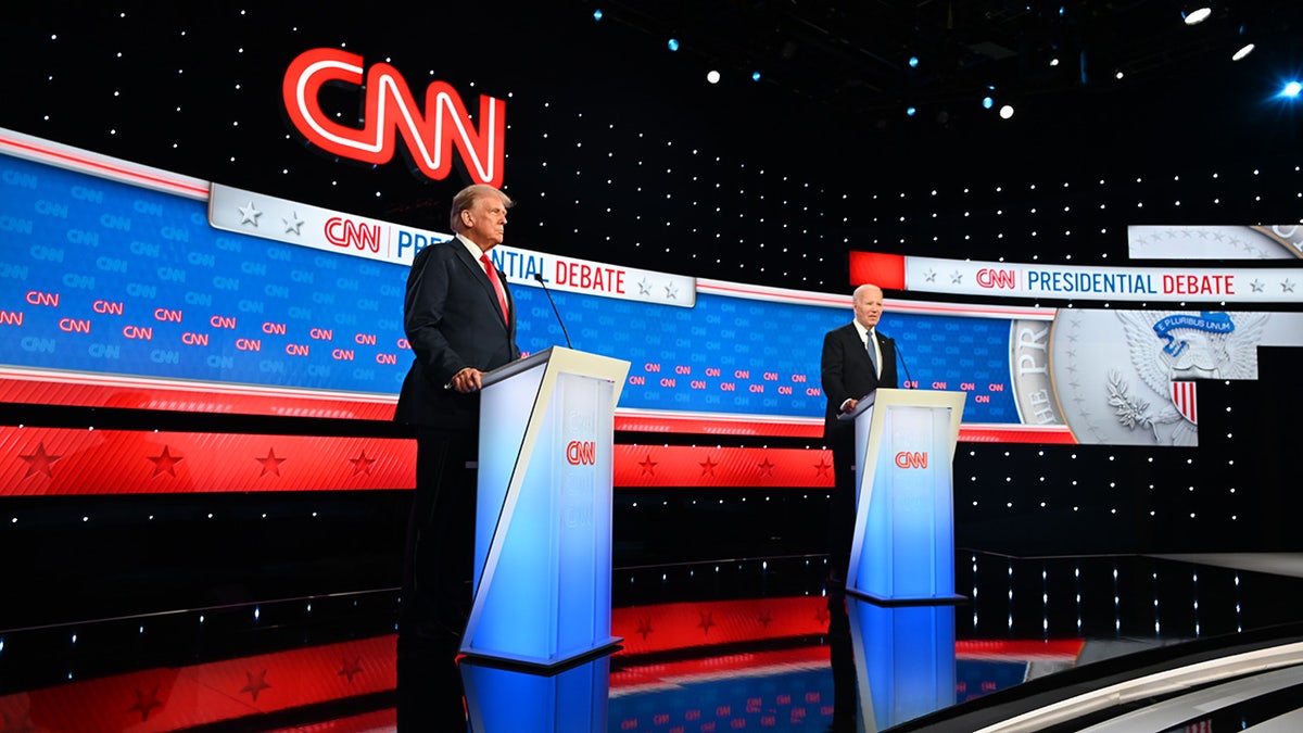 Biden and Trump on the debate stage