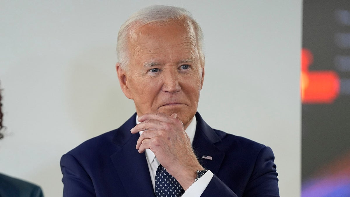 President Biden listens during a visit to the D.C. Emergency Operations Center on Tuesday, July 2, 2024, in Washington.