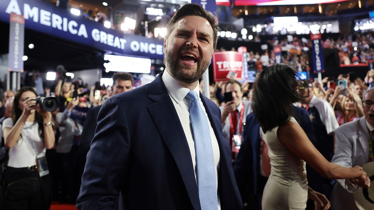 JD Vance on the Republican convention floor in Milwaukee