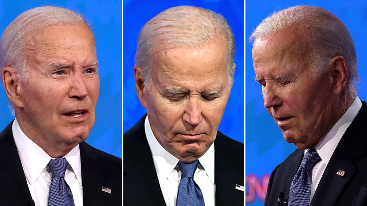 Three shots of Biden during the CNN debate