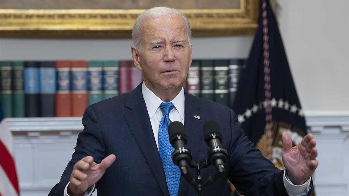 President Joe Biden closeup shot from lectern