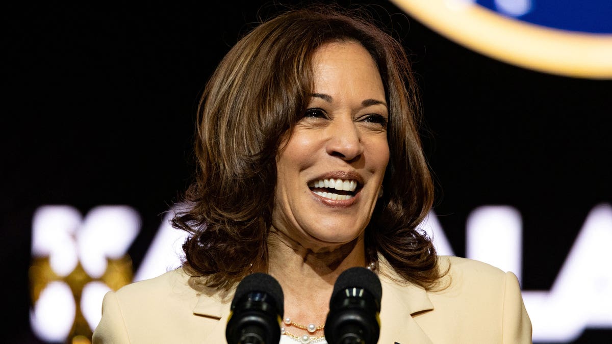 Vice President Kamala Harris smiles