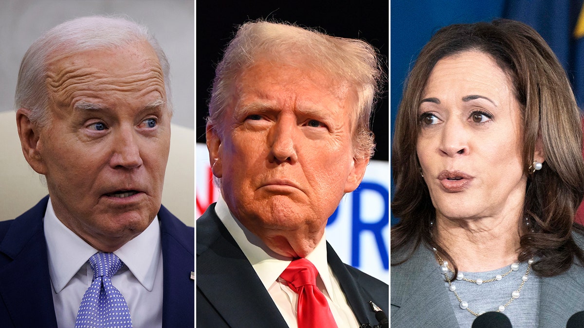 Joe Biden, Donald Trump. Kamala Harris split