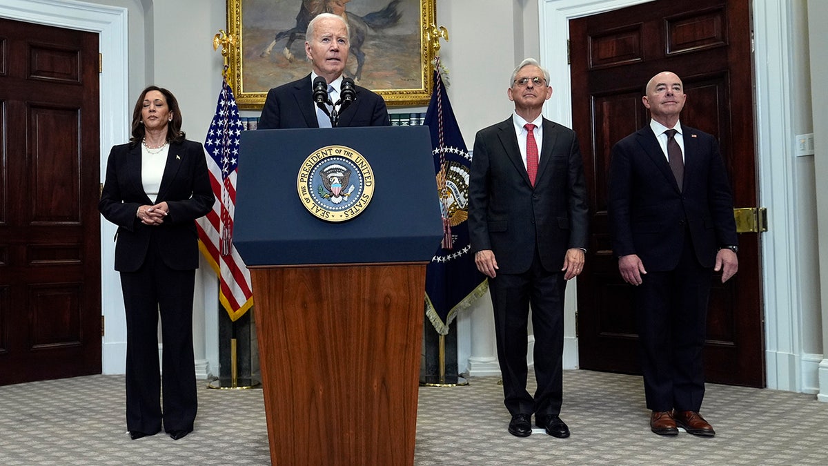 President Joe Biden speaks from the Roosevelt Room of the White House in Washington