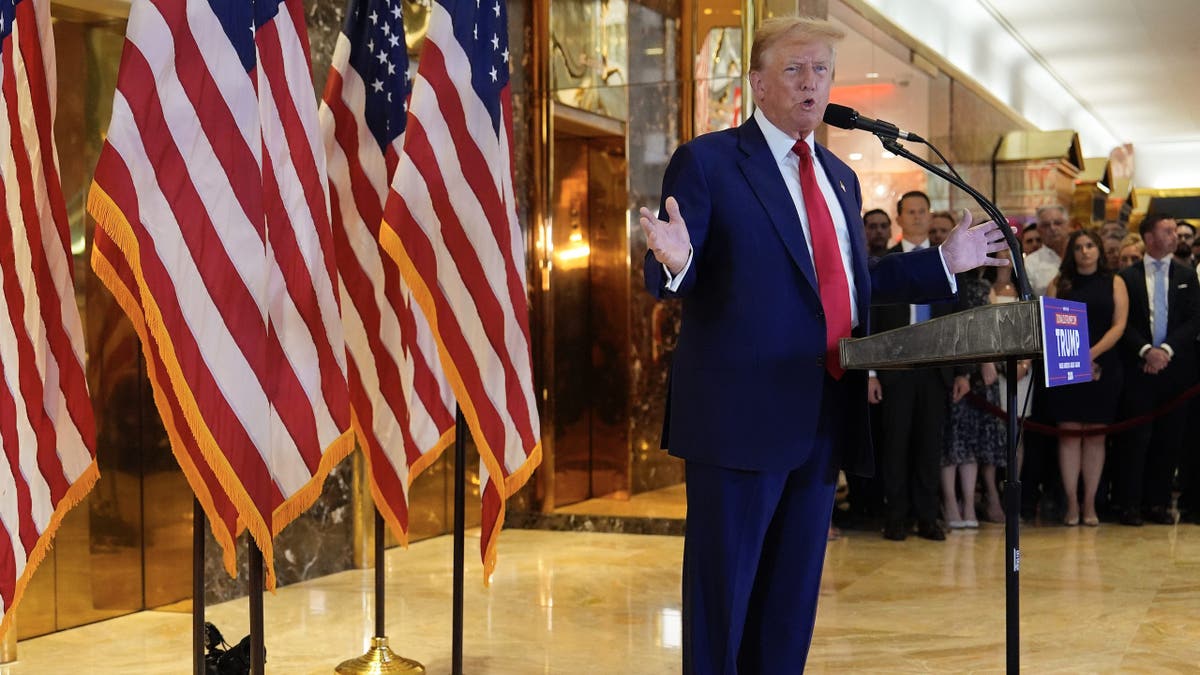 Donald Trump speaks during a news conference at Trump Tower.