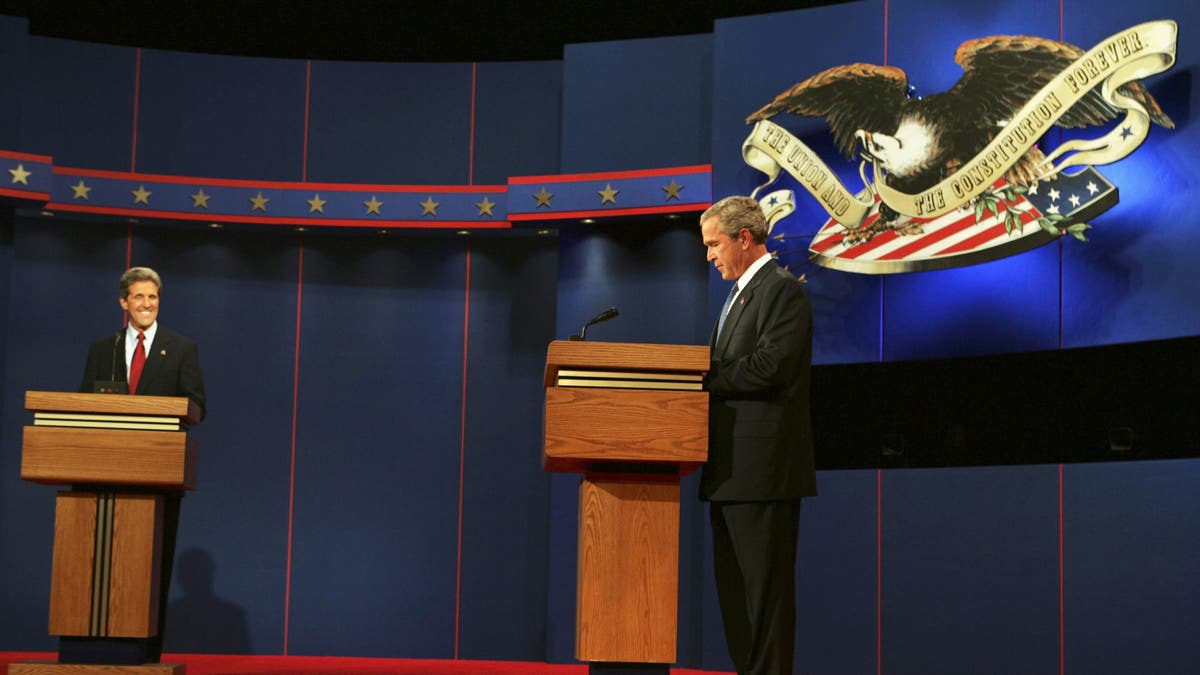 2004 Presidential Election election still shot with Sen. Kerry, left, and President Bush, right