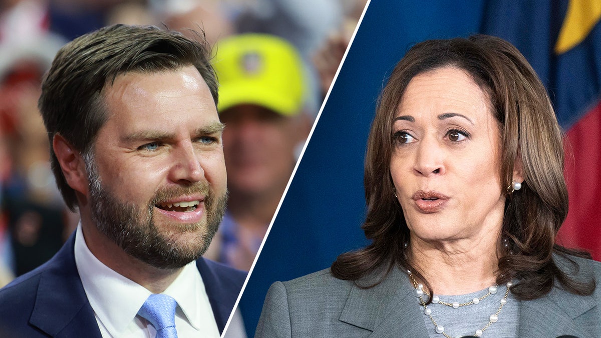 JD Vance, Kamala Harris in photo split