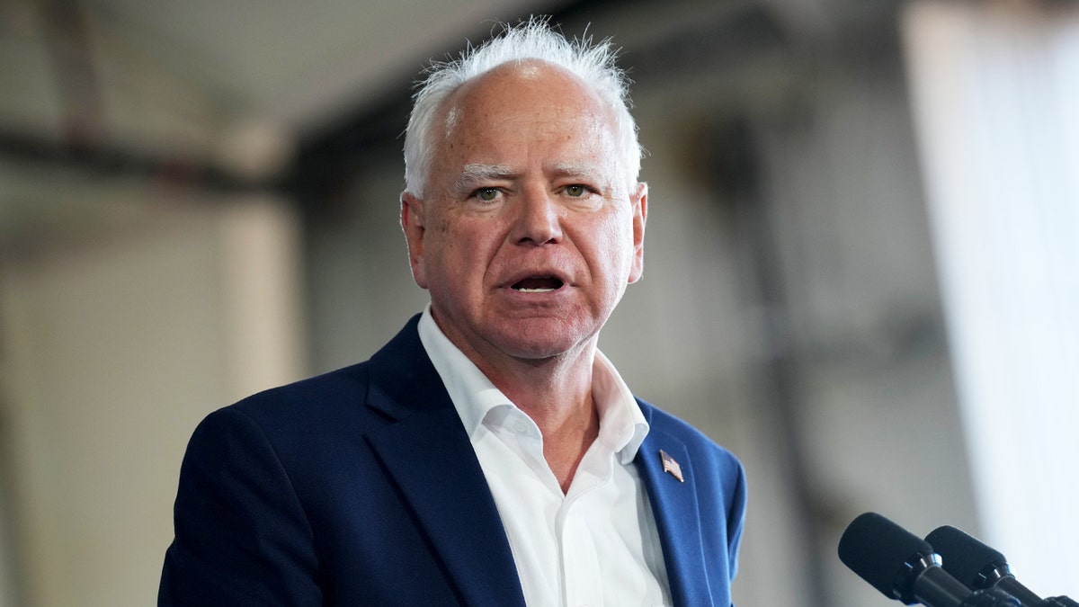 Democratic vice presidential candidate Minnesota Gov. Tim Walz speaks during a campaign event on August 7, 2024, in Detroit, Michigan. Kamala Harris and her newly selected running mate are campaigning across the country this week.