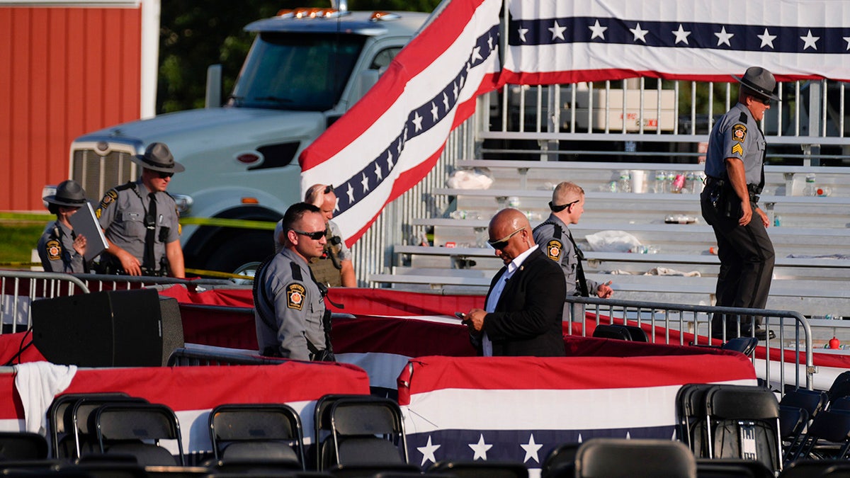 A campaign rally site for Republican presidential candidate former President Donald Trump