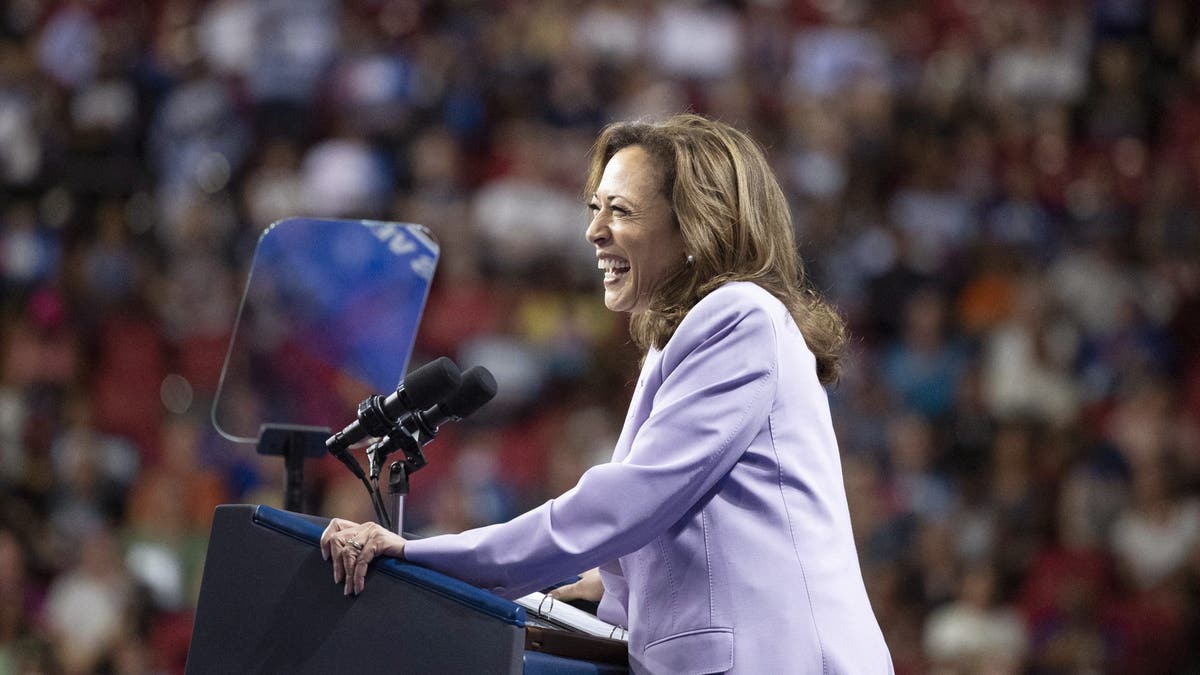 Vice President Kamala Harris speaks during a campaign rally at the University of Nevada in Las Vegas on Saturday. (Ronda Churchill/AFP via Getty Images)