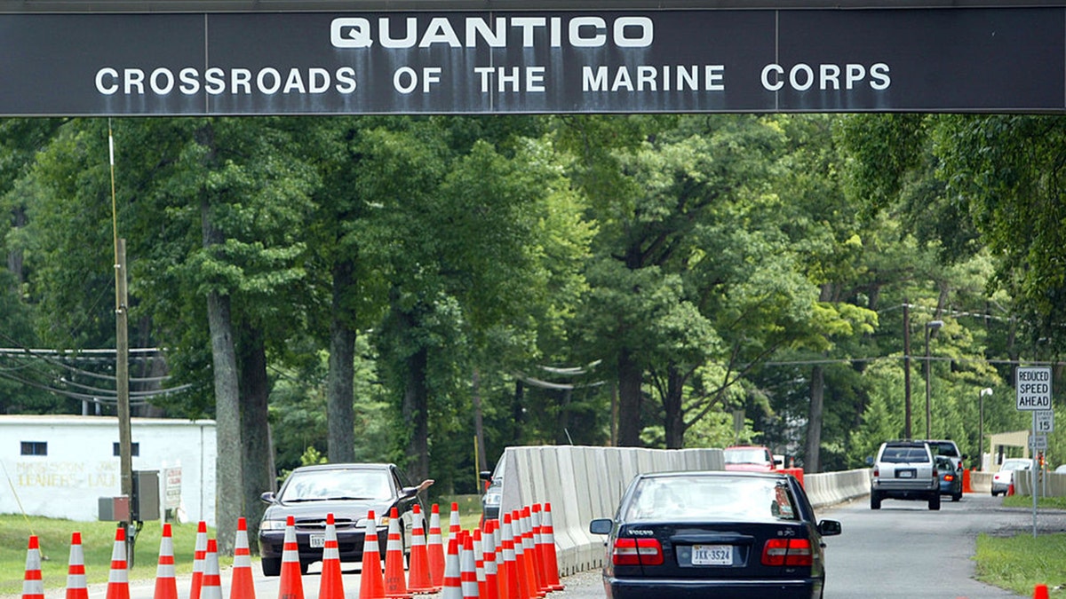 Cars enter Quantico base gate