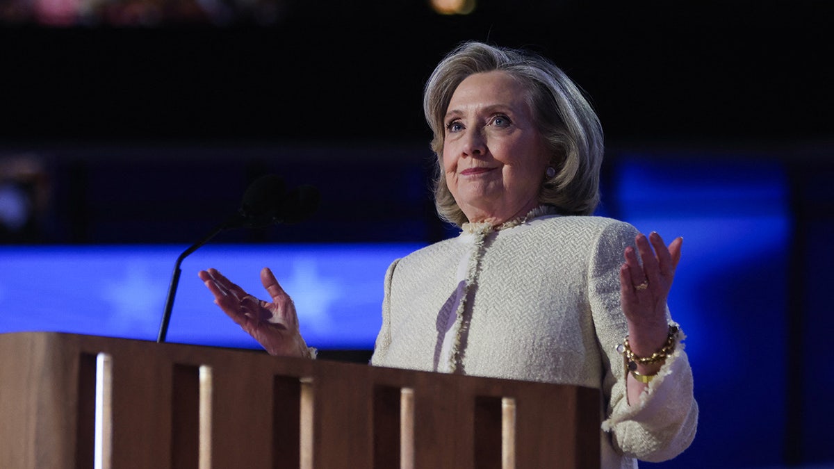 Hillary Clinton speaks during Day one of the Democratic National Convention