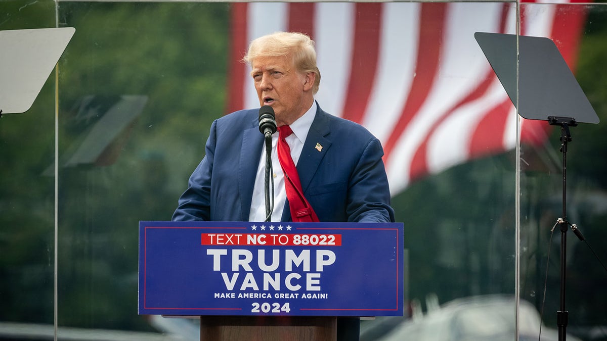 Trump closeup shot from rally in North Carolina 