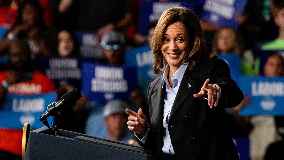 Kamala Harris at rally closeup shot