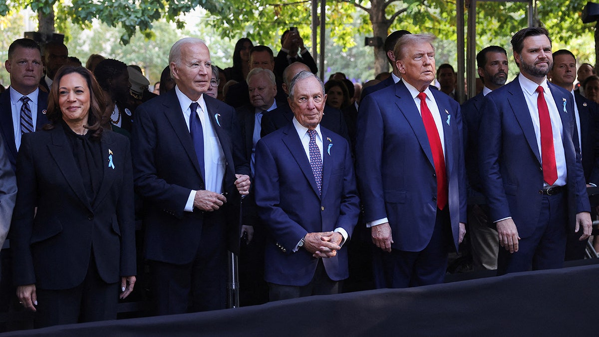 Donald Trump, JD Vance, Kamala Harris and Joe Biden attend a Sept. 11 memorial in NYC.