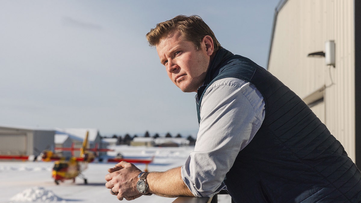 Tim Sheehy, founder and chief executive officer of Bridger Aerospace and US Republican Senate nominee for Montana, at the Bridger hangar in Bozeman, Montana,  on Thursday, Jan. 18, 2024. Photographer: Louise Johns/Bloomberg via Getty Images