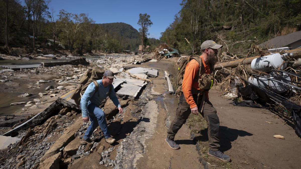 North Carolina rescuers on foot after Hurricane Helene